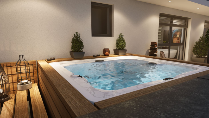 Luxus Whirlpool mit Holzverkleidung